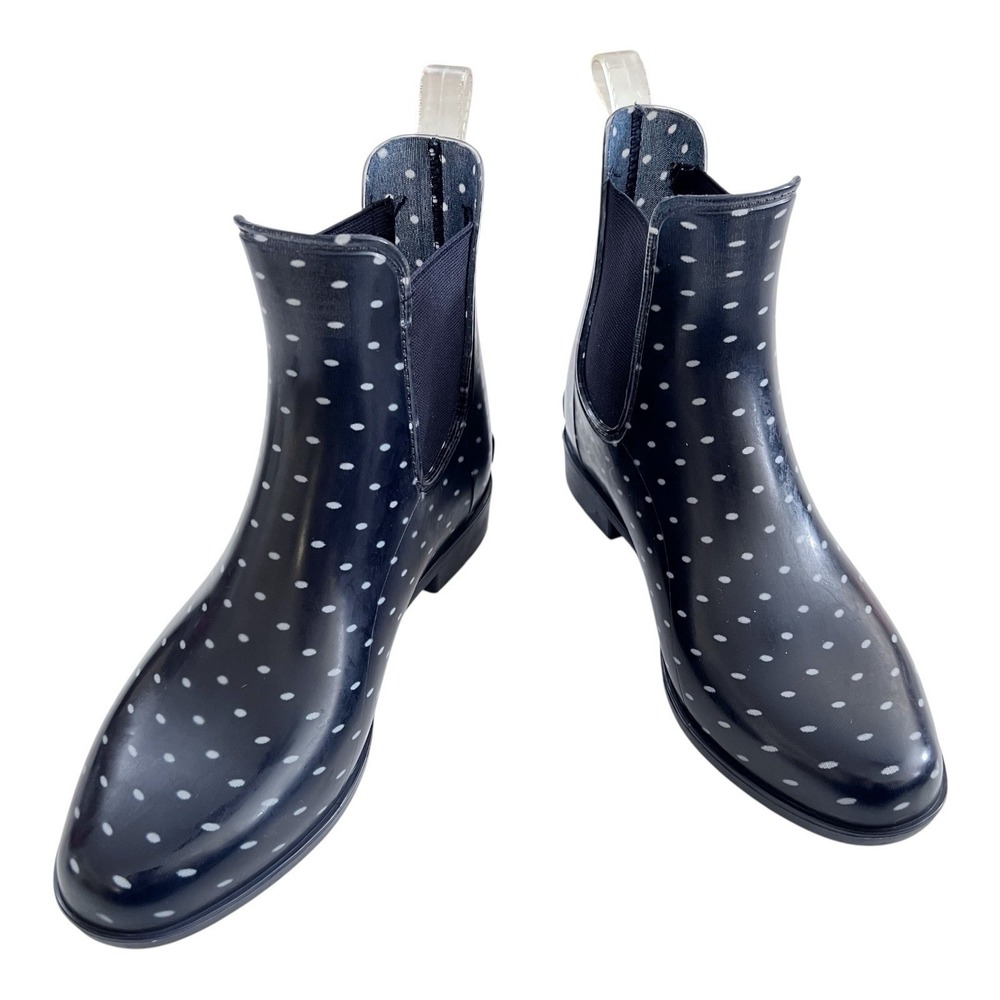 Lauren Ralph Lauren Tally Rain Boots Navy Polka Dot Ankle Boot Women's Size 6